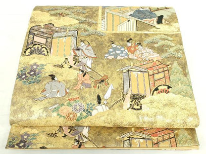 平和屋本店▼六通柄袋帯　関屋図　本金箔　正絹　逸品　DABI5462op