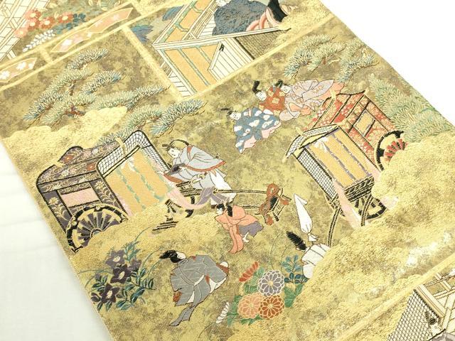 平和屋本店▼六通柄袋帯　関屋図　本金箔　正絹　逸品　DABI5462op