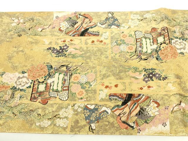 平和屋本店▼六通柄袋帯　関屋図　本金箔　正絹　逸品　DABI5462op