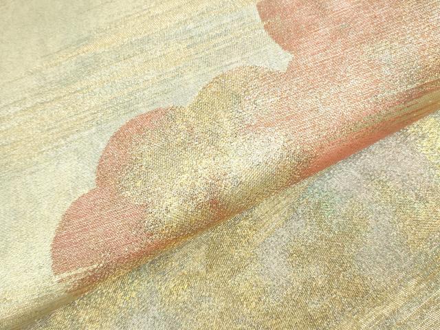 平和屋本店▼六通柄袋帯　雲霞文　本金箔錦二重織　正絹　逸品　DABI5463op
