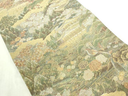 平和屋本店▼六通柄袋帯　京洛花名所　本金箔　正絹　逸品　DABI5464op