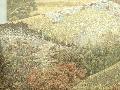 平和屋本店▼六通柄袋帯　京洛花名所　本金箔　正絹　逸品　DABI5464op