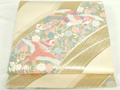平和屋本店▼六通柄袋帯　唐織　鳳凰花文　こうさい錦　純金箔24K　正絹　逸品　DABI5465op