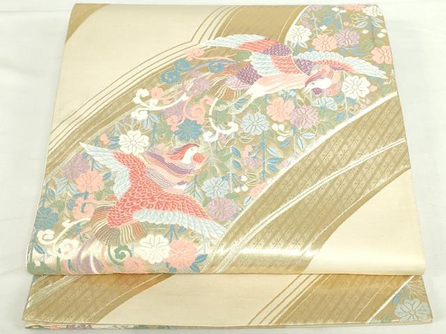 平和屋本店▼六通柄袋帯　唐織　鳳凰花文　こうさい錦　純金箔24K　正絹　逸品　DABI5465op