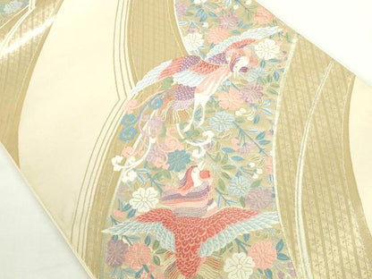 平和屋本店▼六通柄袋帯　唐織　鳳凰花文　こうさい錦　純金箔24K　正絹　逸品　DABI5465op