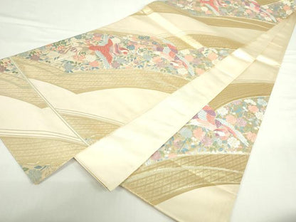 平和屋本店▼六通柄袋帯　唐織　鳳凰花文　こうさい錦　純金箔24K　正絹　逸品　DABI5465op