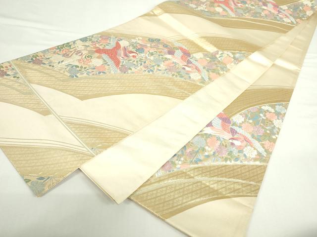 平和屋本店▼六通柄袋帯　唐織　鳳凰花文　こうさい錦　純金箔24K　正絹　逸品　DABI5465op
