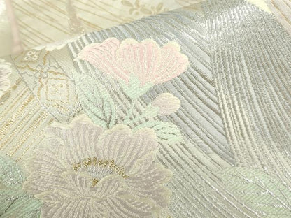 平和屋本店▼六通柄袋帯　唐織　24K　本金花鳥　正絹　逸品　DABI5467op