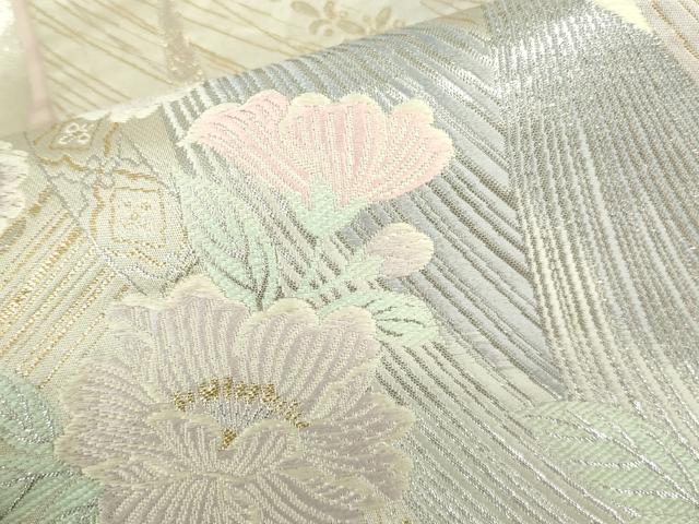 平和屋本店▼六通柄袋帯　唐織　24K　本金花鳥　正絹　逸品　DABI5467op