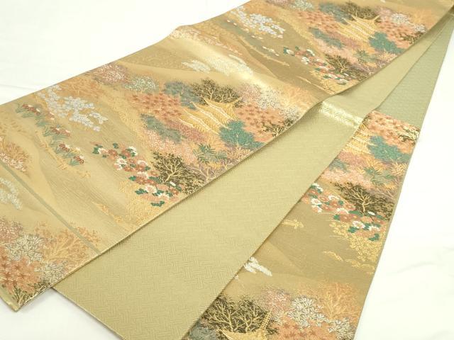 平和屋本店▼六通柄袋帯　唐織　名所風景　本金二重箔　正絹　逸品　DABI5468op