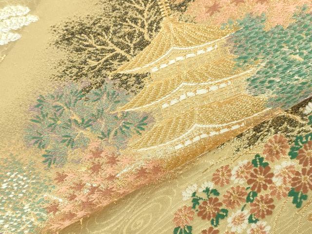 平和屋本店▼六通柄袋帯　唐織　名所風景　本金二重箔　正絹　逸品　DABI5468op