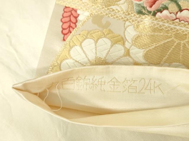 平和屋本店▼六通柄袋帯　唐織　扇面鳳凰花文　九百錦純金箔24K　正絹　逸品　DABI5470op