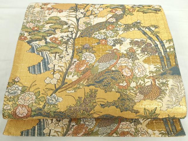 平和屋本店▼六通柄袋帯　錦鶏爛花文　本金箔　正絹　逸品　DABI5473op