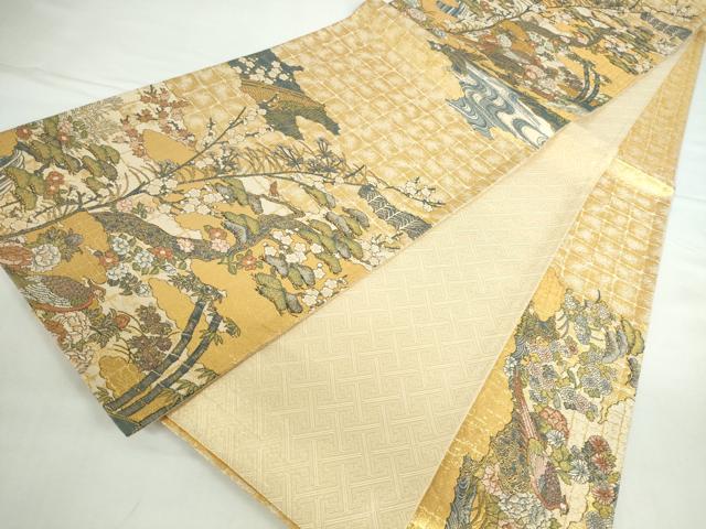 平和屋本店▼六通柄袋帯　錦鶏爛花文　本金箔　正絹　逸品　DABI5473op