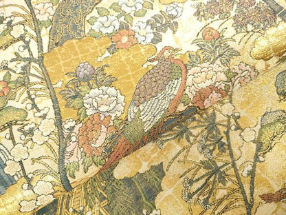 平和屋本店▼六通柄袋帯　錦鶏爛花文　本金箔　正絹　逸品　DABI5473op