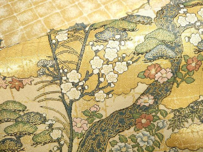 平和屋本店▼六通柄袋帯　錦鶏爛花文　本金箔　正絹　逸品　DABI5473op
