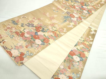 平和屋本店▼六通柄袋帯　唐織　舞蝶花文　本金二丁箔　正絹　逸品　DABI5475op
