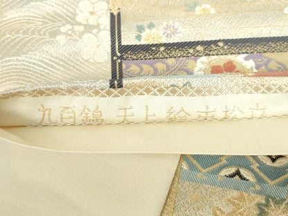 平和屋本店▼六通柄袋帯　唐織　九百錦　天井絵市松文　24K純金錦　正絹　逸品　DABI5476op