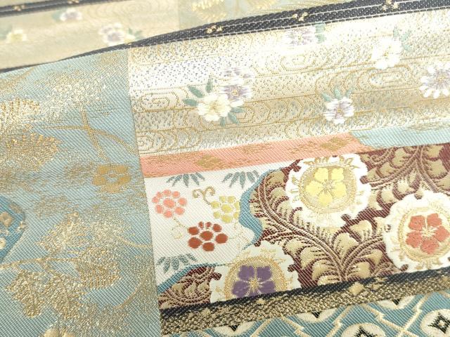 平和屋本店▼六通柄袋帯　唐織　九百錦　天井絵市松文　24K純金錦　正絹　逸品　DABI5476op