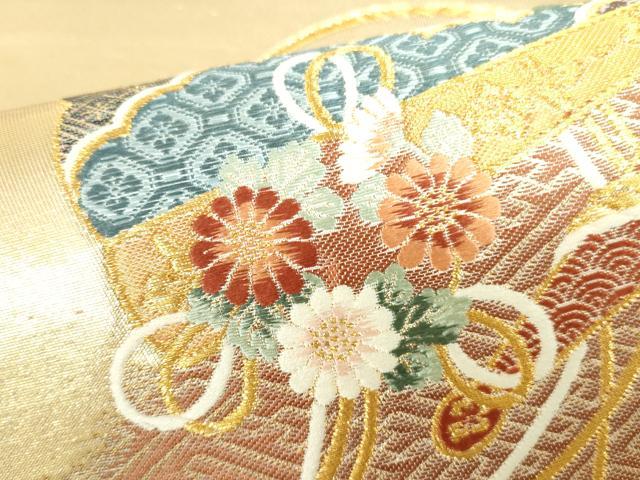 平和屋本店▼六通柄袋帯　唐織　扇面鳳凰花文　本金箔　正絹　逸品　DABI5477op