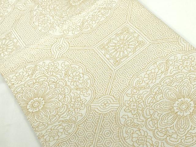 平和屋本店▼六通柄袋帯　綴れ　正倉院蜀江花文　弐拾四金箔　正絹　逸品　DABI5478op