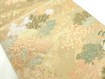 平和屋本店▼六通柄袋帯　唐織　風景文　本金二重箔　正絹　逸品　DABI5479op