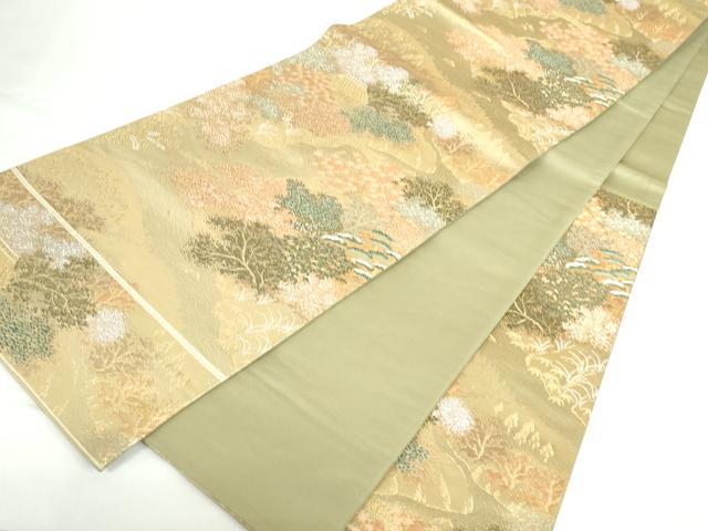 平和屋本店▼六通柄袋帯　唐織　風景文　本金二重箔　正絹　逸品　DABI5479op