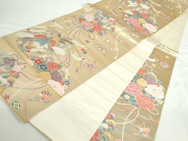 平和屋本店▼六通柄袋帯　唐織　加賀瑞鳳丸文　本金箔　正絹　逸品　DABI5480op
