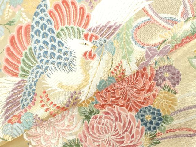 平和屋本店▼六通柄袋帯　唐織　加賀瑞鳳丸文　本金箔　正絹　逸品　DABI5480op