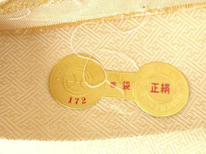平和屋本店▼西陣　岡文織物謹製　六通柄袋帯　豊麗孔雀文　本金箔　証紙付き　正絹　逸品　DABI5482op