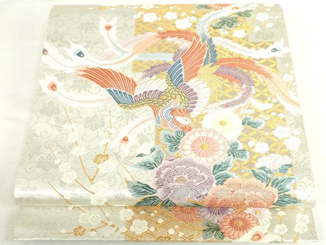 平和屋本店▼六通柄袋帯　唐織　献上鳳凰文　九百本金弐拾織　正絹　逸品　DABI5487op