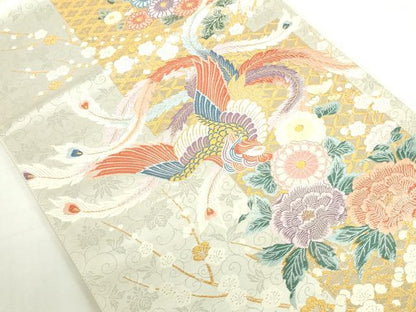 平和屋本店▼六通柄袋帯　唐織　献上鳳凰文　九百本金弐拾織　正絹　逸品　DABI5487op