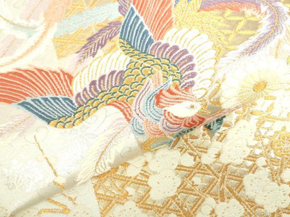 平和屋本店▼六通柄袋帯　唐織　献上鳳凰文　九百本金弐拾織　正絹　逸品　DABI5487op