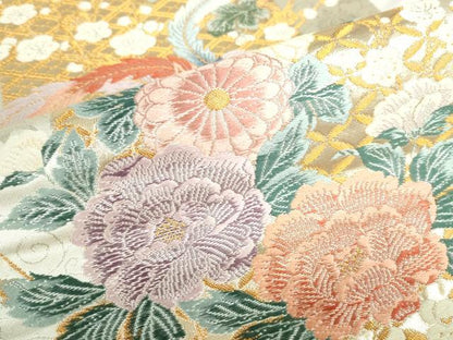 平和屋本店▼六通柄袋帯　唐織　献上鳳凰文　九百本金弐拾織　正絹　逸品　DABI5487op