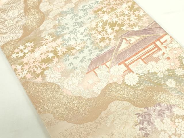 平和屋本店▼六通柄袋帯　唐織　京乃里大原　本金箔二重織　正絹　逸品　DABI5489op