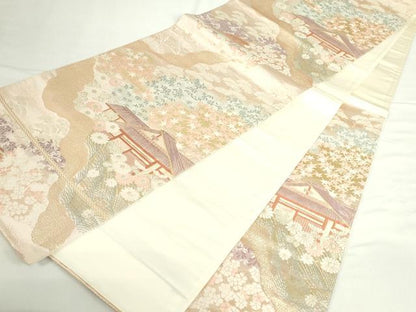 平和屋本店▼六通柄袋帯　唐織　京乃里大原　本金箔二重織　正絹　逸品　DABI5489op
