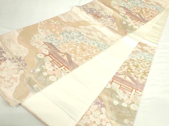 平和屋本店▼六通柄袋帯　唐織　京乃里大原　本金箔二重織　正絹　逸品　DABI5489op
