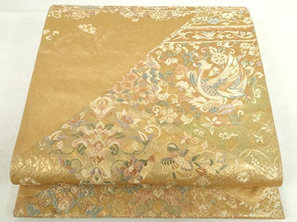 平和屋本店▼六通柄袋帯　鳳凰花文　本金箔　正絹　逸品　DABI5494op