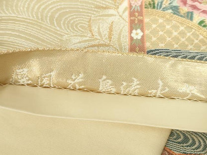 平和屋本店▼六通柄袋帯　唐織　屏風花鳥流水文　本金箔　正絹　逸品　DABI5495op