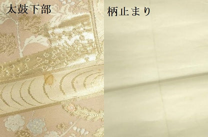 平和屋本店▼六通柄袋帯　唐織　風景色紙花鳥文　純金箔24K　正絹　逸品　DABI5498op