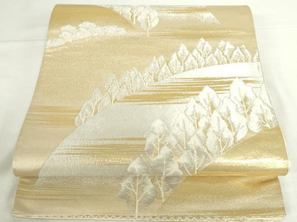 平和屋本店▼六通柄袋帯　樹林文　純金箔24K　正絹　逸品　DABI5499op