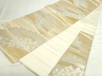 平和屋本店▼六通柄袋帯　樹林文　純金箔24K　正絹　逸品　DABI5499op