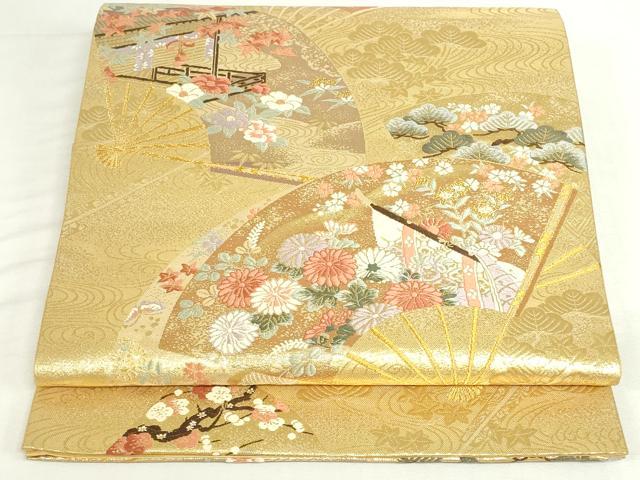 平和屋本店▼六通柄袋帯　唐織　慶祥利休　本金箔　正絹　逸品　DABI5503op