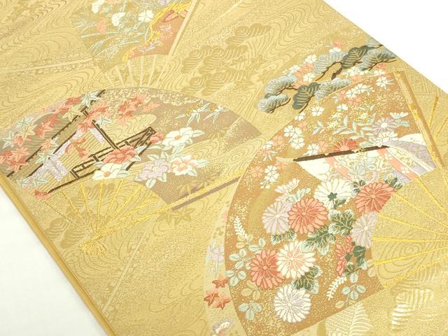 平和屋本店▼六通柄袋帯　唐織　慶祥利休　本金箔　正絹　逸品　DABI5503op