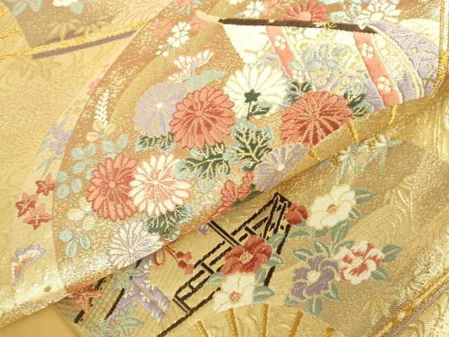 平和屋本店▼六通柄袋帯　唐織　慶祥利休　本金箔　正絹　逸品　DABI5503op