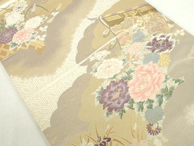 平和屋本店▼六通柄袋帯　唐織　几帳花文　弐拾四金二重織　正絹　逸品　DABI5506op
