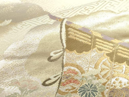 平和屋本店▼六通柄袋帯　唐織　几帳花文　弐拾四金二重織　正絹　逸品　DABI5506op