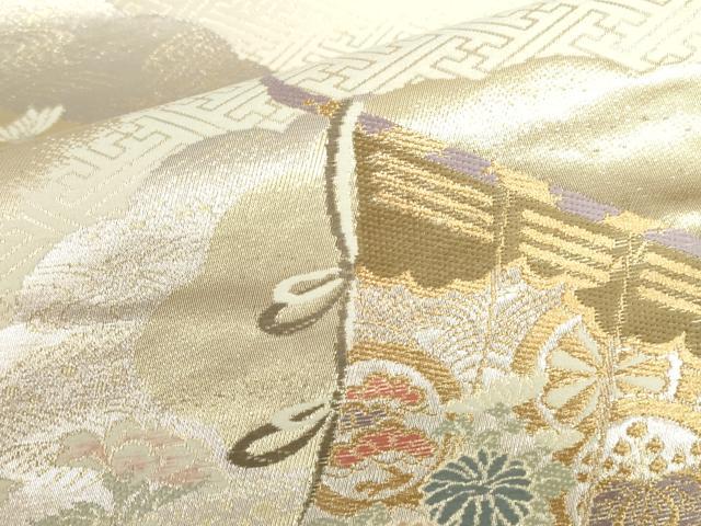 平和屋本店▼六通柄袋帯　唐織　几帳花文　弐拾四金二重織　正絹　逸品　DABI5506op