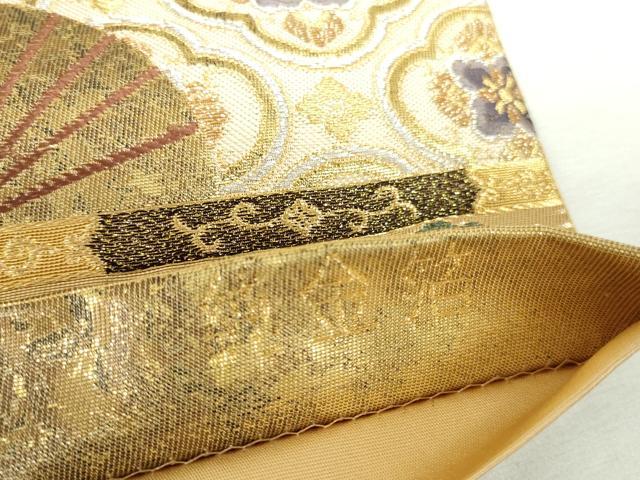 平和屋本店▼六通柄袋帯　唐織　名物裂に書院花鳥文　純金箔　正絹　逸品　DABI5507op