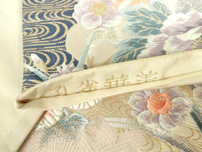 平和屋本店▼六通柄袋帯　唐織　孔雀華美　九百錦純金箔　正絹　逸品　DABI5510op